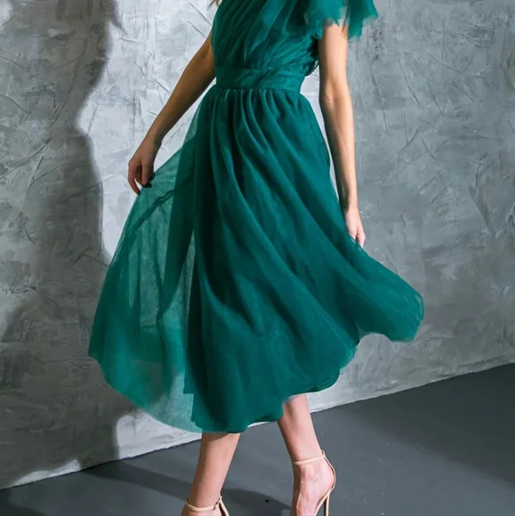 Flying Tomato One Shoulder Pleated Tulle size S - Picture 2 of 16